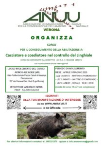 Anuu corso cacciatore e coadiutore controllo del cinghiale
